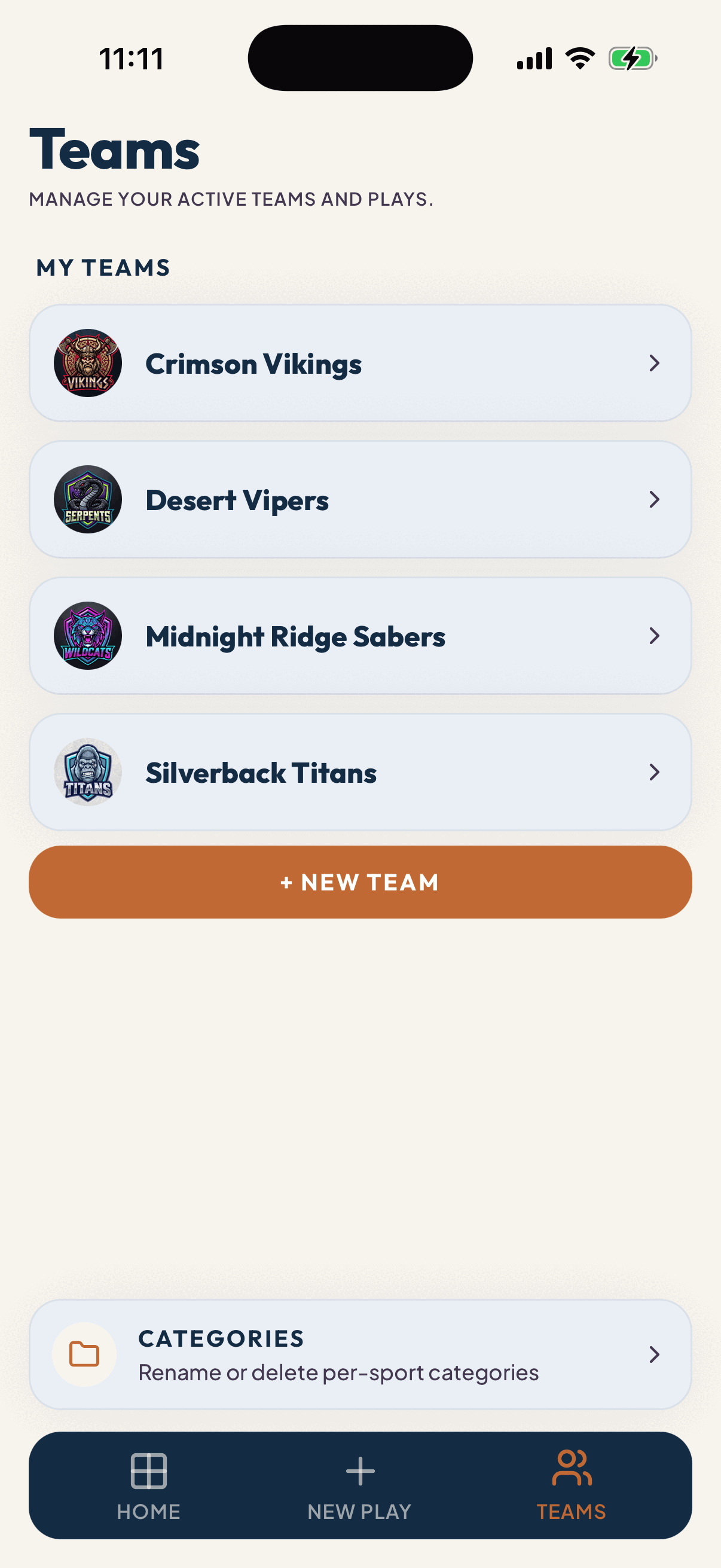 Teams List Screenshot