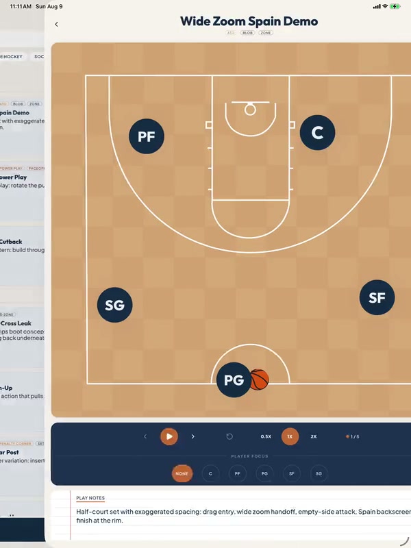 SetPlays iPad animated play creation interface preview