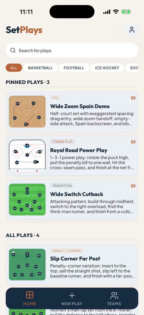 SetPlays iPhone animated play creation interface preview